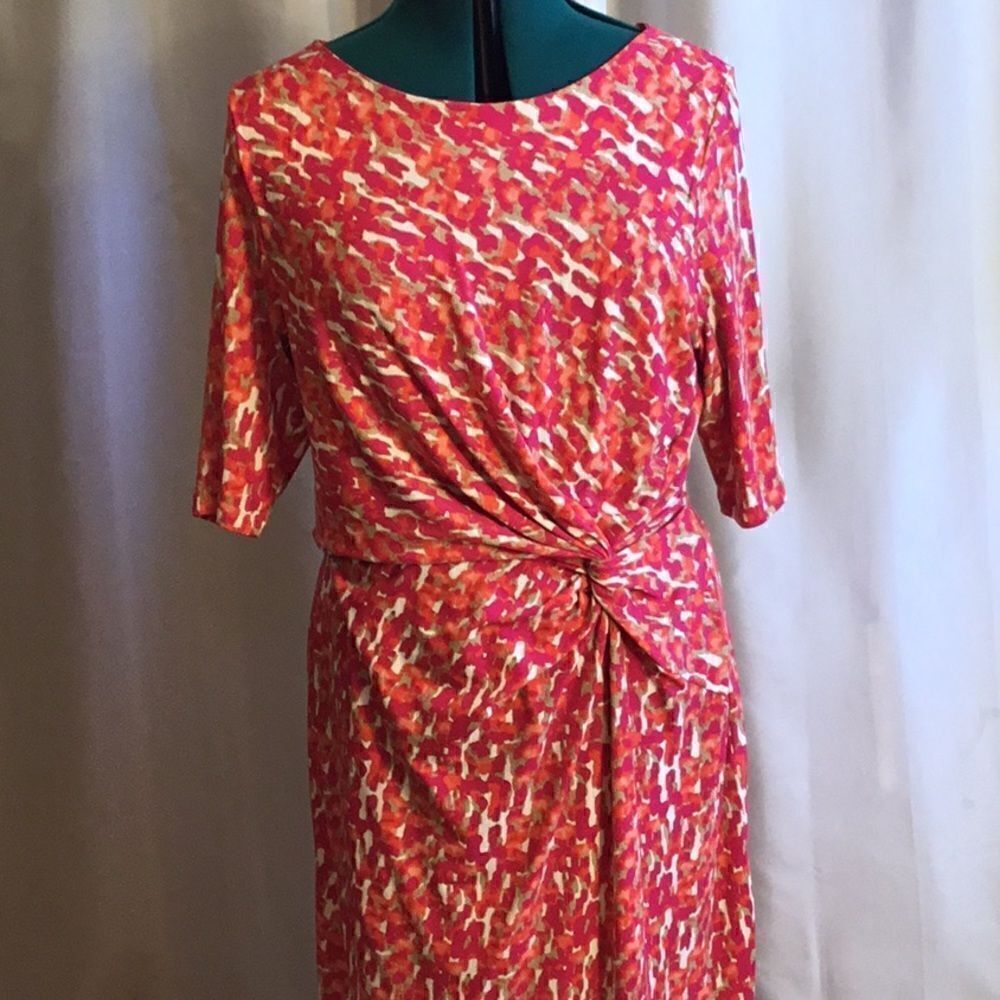 NWOT CHAUS XL dress with 3/4 length sleeves in vibrant colors - Picture 4 of 12
